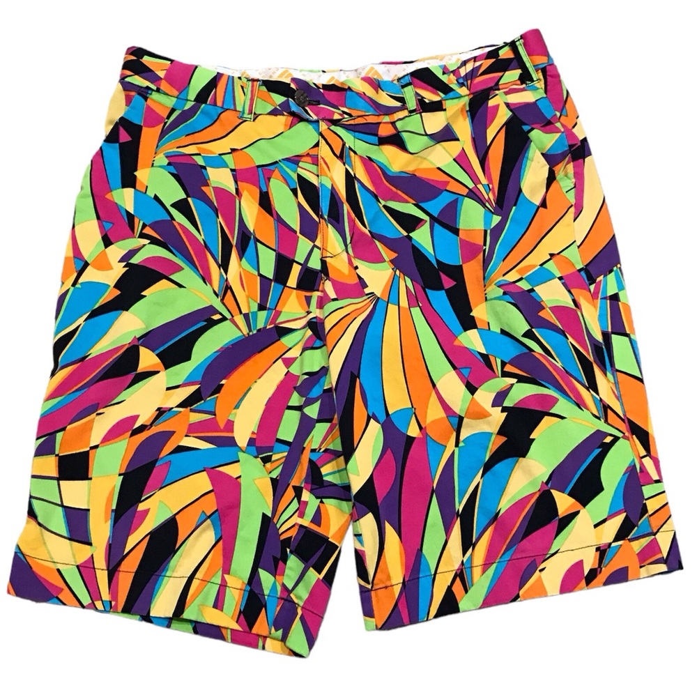 Loudmouth Men's Athletic Shorts in Neon Multi-Color Swirl Print